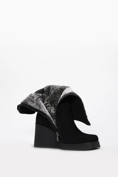 Hakiki Deri  Kadın Dolgu Topuk Çizme 124SZA2501 - Resim 10