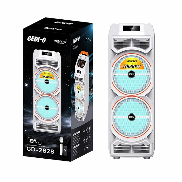 Zore GD-2828 Dijital LED Göstergeli Mikrofonlu RGB TWS Çift 8 inç Stereo Bass Kablosuz Karaoke Hoparlör - 4