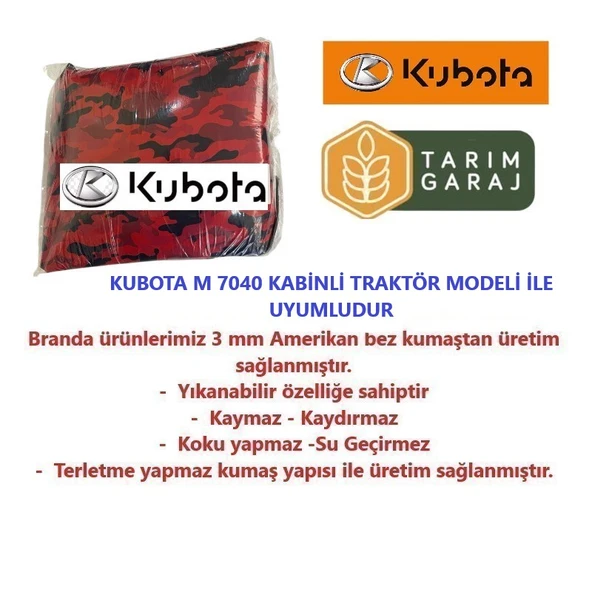 Kubota M 7040 Serisi Kabinli Traktör Kılıfı Branda - Resim 3