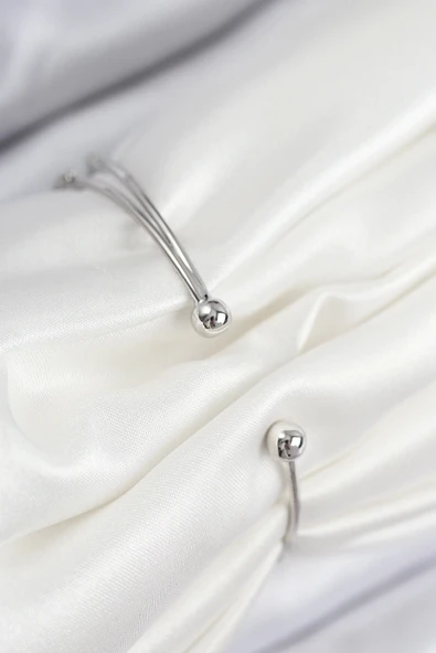 Pirinç Zirkon Taşlı Kalp Model Gümüş Renk Kadın Bileklik - 2