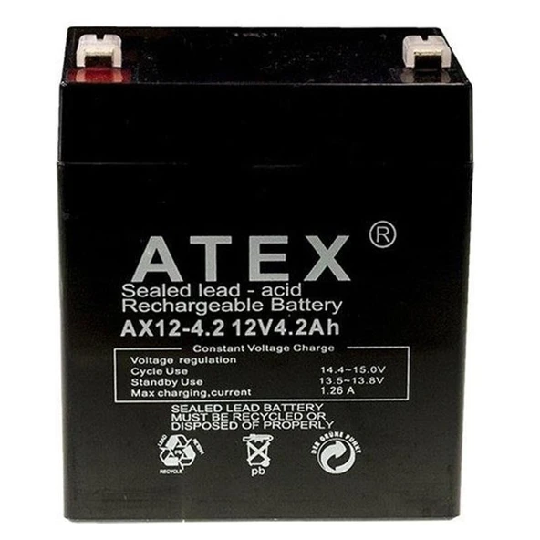 Atex AX12-4.2 12 Volt 4.2 Amper Kuru Akü (90X70x101 Mm)