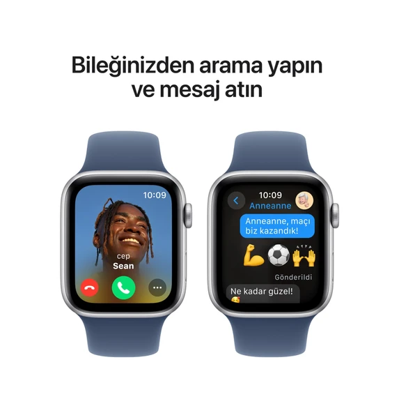 Apple Watch SE 40 MM Alüminyum Kasa Spor Kordon M/L Akıllı Saat (Apple Türkiye Garantili) Gümüş - Kot Mavi - 4