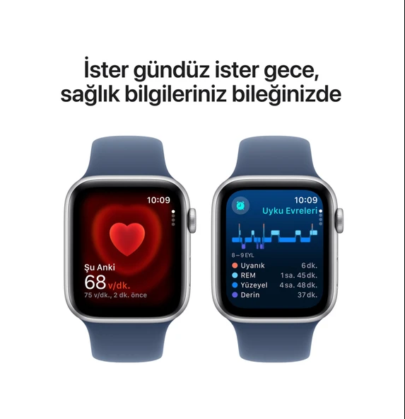 Apple Watch SE 40 MM Alüminyum Kasa Spor Kordon M/L Akıllı Saat (Apple Türkiye Garantili) Gümüş - Kot Mavi - 5
