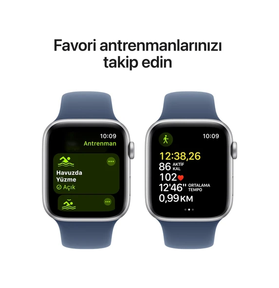 Apple Watch SE 40 MM Alüminyum Kasa Spor Kordon M/L Akıllı Saat (Apple Türkiye Garantili) Gümüş - Kot Mavi - 6