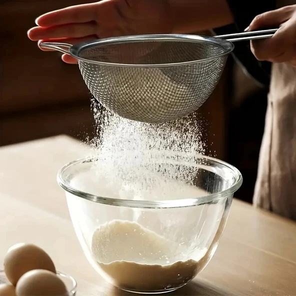 MyBru Paslanmaz Çelik Pratik 3'lü Çay Süzgeci Sebze Un Süzgeç 8 10 12 Cm - 3