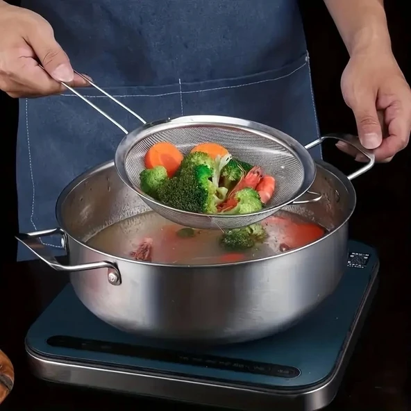 MyBru Paslanmaz Çelik Pratik 3'lü Çay Süzgeci Sebze Un Süzgeç 8 10 12 Cm - 7