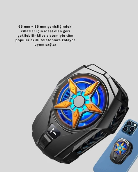 Oyunlar İçin Güçlü Telefon Soğutucu Fan Dijital Ekranlı - Resim 3