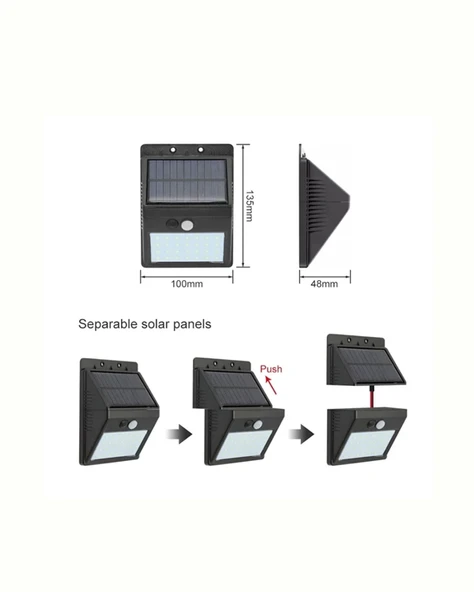 Su Geçirmez 20 LED Solar Aydınlatma | Dış Mekan için PIR Hareket Sensörü ile Akıllı Işık - Resim 4