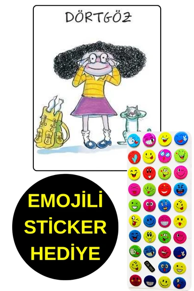 EMOJİLİ  STİCKER HEDİYE  - OKUL ÖNCESİ RESİMLİ KİTAPLAR  - DÖRTGÖZ - 1