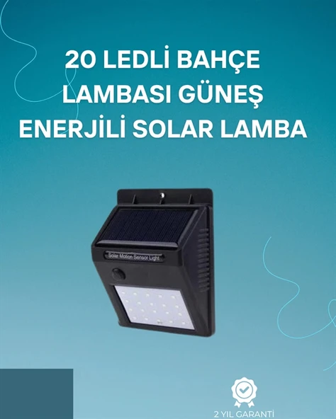 Hareket Sensörlü Solar Lamba | 120° Algılama Açısı, 3-4 Metre Mesafe, Suya Dayanıklı LED ürün görseli 1