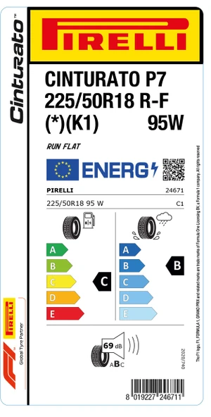 225/50R18 95W R-F CINTURATO P7 (*)  Yaz Lastiği (2025 Üretim) - 3