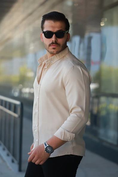 Erkek Uzun Kollu Regular Sofya Keten Gömlek - Resim 2