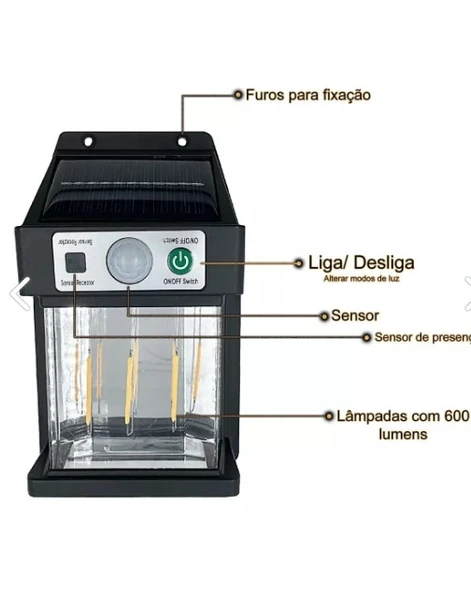 Güneş Enerjili Hareket Sensörlü Duvar Lambası - 5