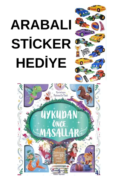 ARABALI STİCKER HEDİYELİ - OKUL ÖNCESİ RESİMLİ KİTAPLAR  - Uykudan Önce Masallar - 1