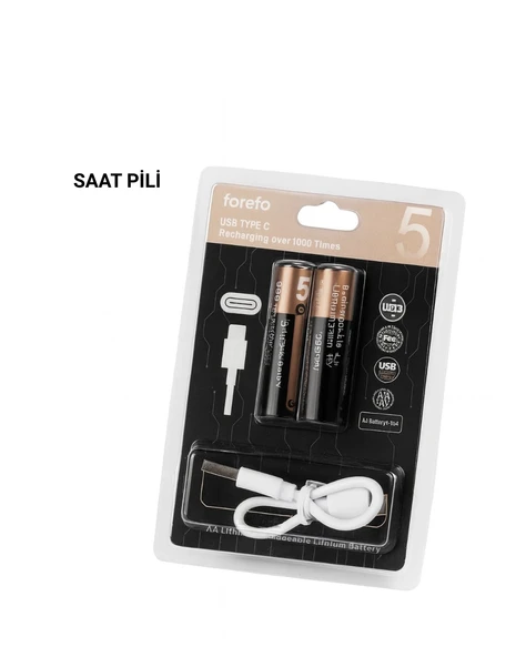 USB Type-C ile Hızlı Şarj Edilebilen AA Lityum Pil ürün görseli 1
