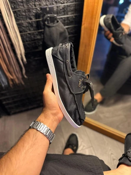 Knack Mevsimlik Keten Ayakkabı 008 Siyah (Beyaz Taban) ürün görseli