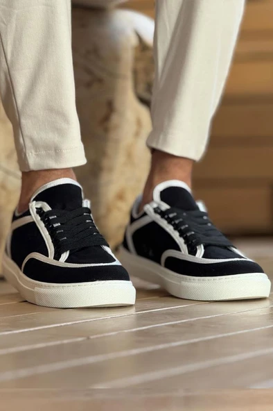 CH2505 - Keten Erkek Ayakkabı SİYAH - BEYAZ - Resim 4