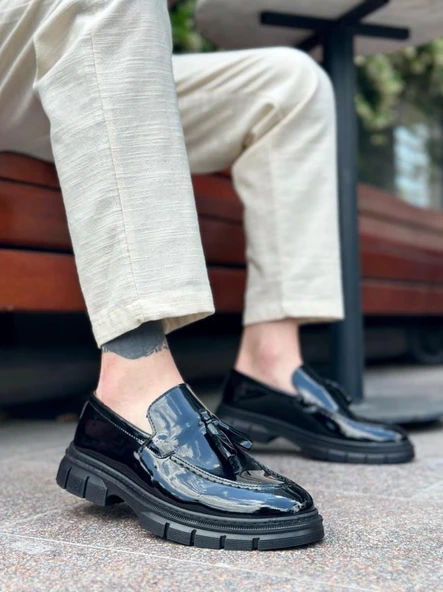 BA0240 Püsküllü Rugan Klasik Yüksek Taban Casual Erkek Ayakkabı ürün görseli