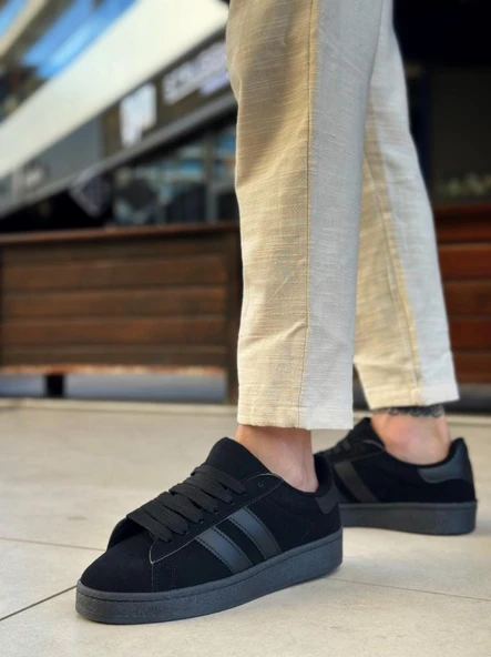 BA0235 BOA İki Çizgili Siyah Taban Erkek Günlük Ayakkabı - Resim 3