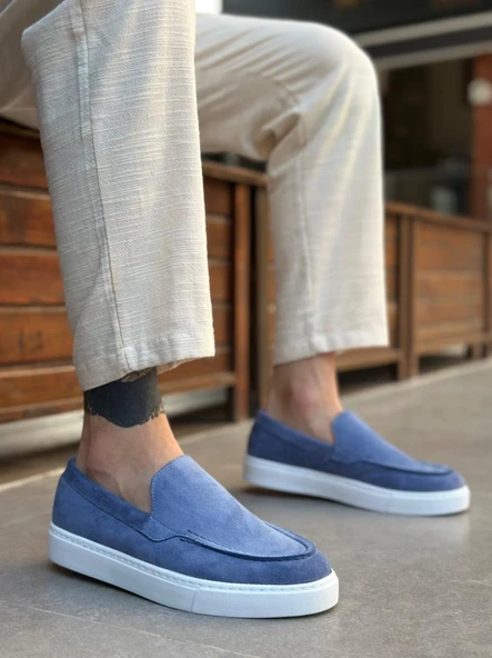 BA0241 Bağcıksız Yüksek Taban Mavi Süet Erkek Ayakkabı ürün görseli