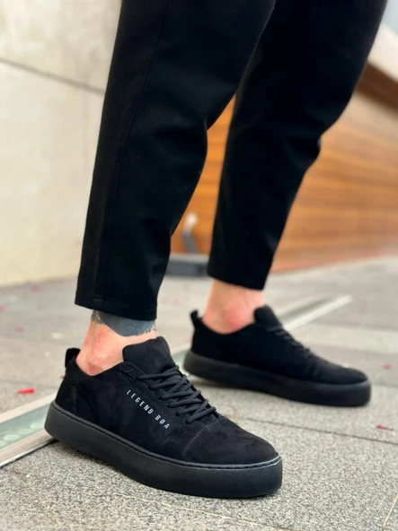 BA0104 Bağcıklı Siyah Süet Spor Klasik Erkek Ayakkabı ürün görseli