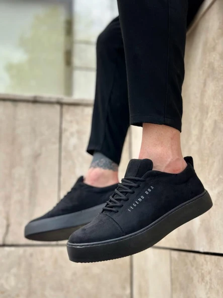 BA0104 Bağcıklı Siyah Süet Spor Klasik Erkek Ayakkabı - Resim 3