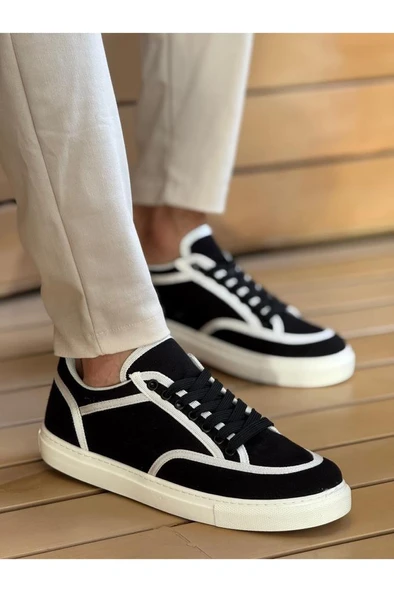 CH2505 - Keten Erkek Ayakkabı SİYAH - BEYAZ ürün görseli
