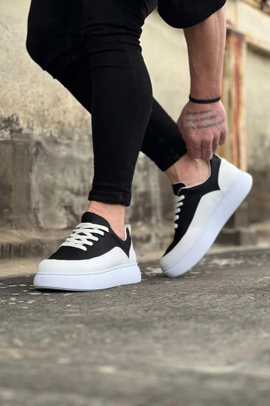 Wagoon WG162 Beyaz Siyah Ortopedik Taban Erkek Casual Ayakkabı - Resim 4