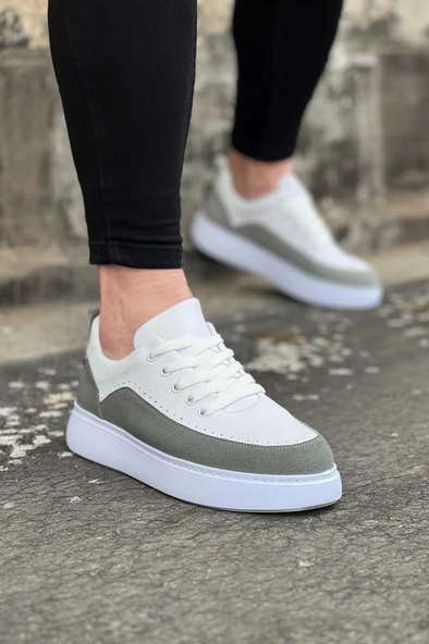 Wagoon WG162 Beyaz Gri Ortopedik Taban Erkek Casual Ayakkabı - Resim 2
