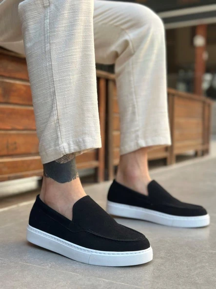 BA0241 Bağcıksız Yüksek Taban Siyah Süet Erkek Ayakkabı ürün görseli