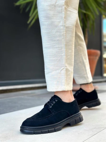 BA0237 Bağcıklı Klasik Siyah Taban  Süet Casual Erkek Ayakkabı - Resim 2
