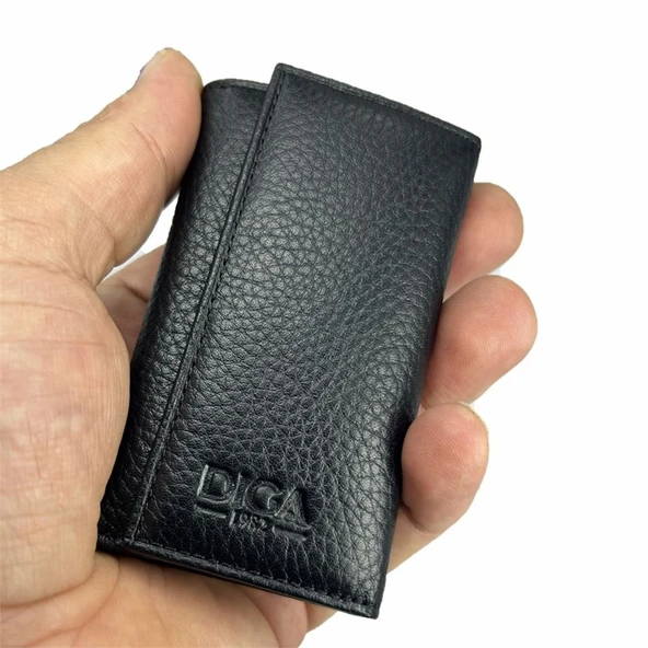 Hakiki Deri Organizer Dikey Avuçiçi Anahtarlık Siyah ürün görseli