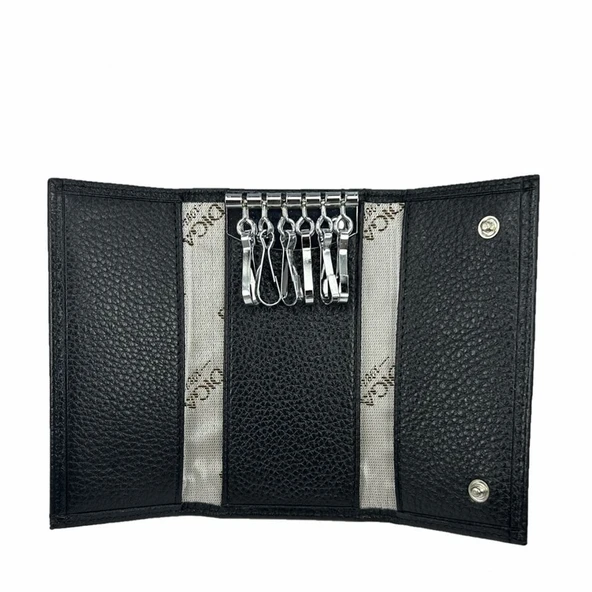 Hakiki Deri Organizer Dikey Anahtarlık Siyah - Resim 2