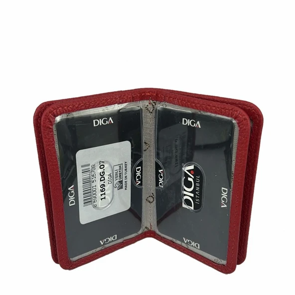Diga 1169 Hakiki Deri Minimal Kartlık Kırmızı - Resim 6