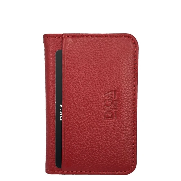 Diga 1169 Hakiki Deri Minimal Kartlık Kırmızı - Resim 5