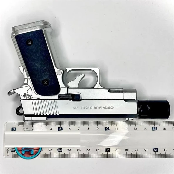 Dan Wesson 10mm Minyatür Tabanca Metal Doldurulabilir Torch Çakmak Gümüş - Resim 2