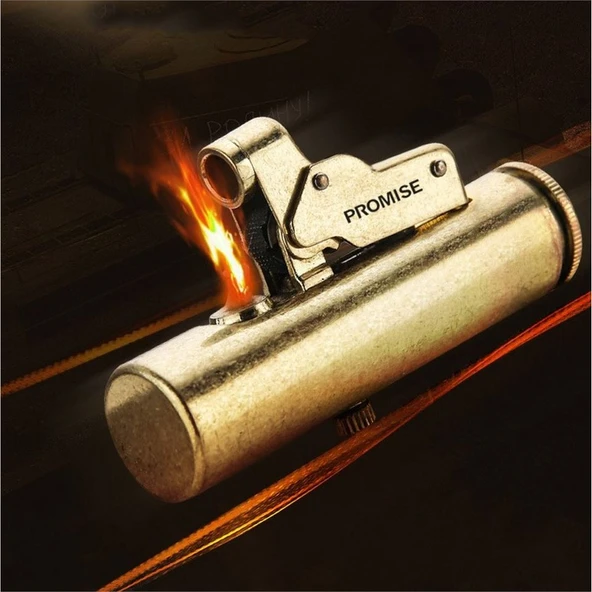 Promise Vintage Çakmak Benzinli Muhtar Çakmağı Sarı - Resim 7