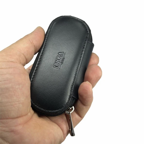 Hakiki Deri Fermuarlı Anahtarlık Şık ve Fonksiyonel Siyah ürün görseli