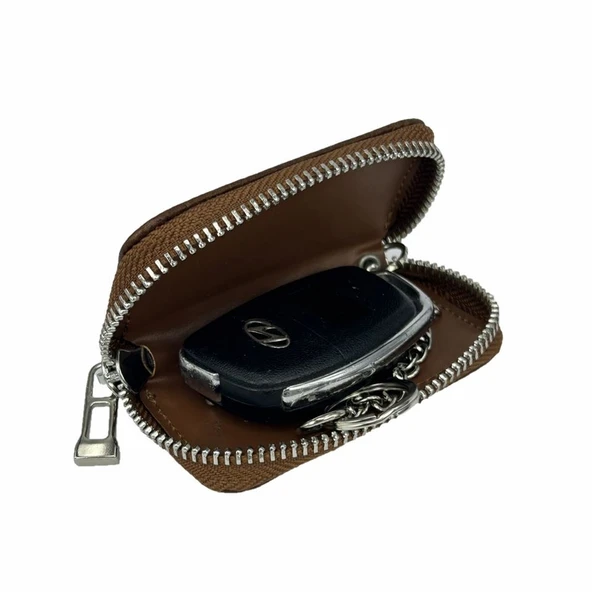 Hakiki Deri Otomobil Anahtarlığı Araba Anahtar Kılıfı Taba - Resim 3