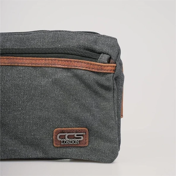 ÇÇS 31510 Çift Kanvas Bel Çantası Siyah - Resim 6