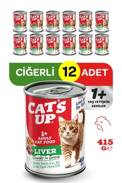 Cats Up Yaş Yetişkin Kedi Maması Ciğerli 415gr 12Li ürün görseli 1