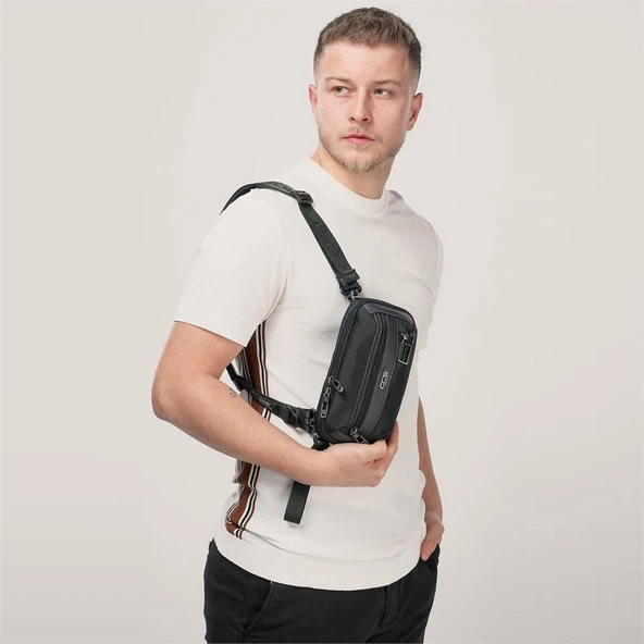 ÇÇS 31531 Çift kullanım Bel ve Dopp Kit El Çantası Siyah - Resim 6