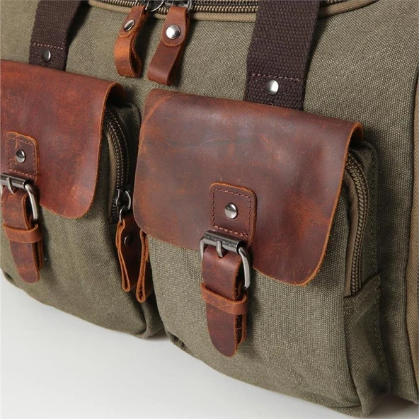 ÇÇS 40232 Genişleyebilir Kanvas Seyahat Çantası Valiz Yeşil - Resim 3