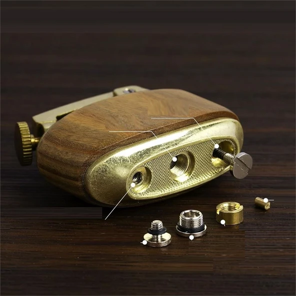Sm-089T Vintage Benzinli Ahşap Çakmak Ahşap - 6