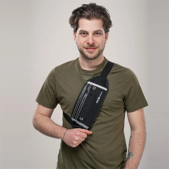 ÇÇS 17712 Bel Çantası Polyester Sport Bel Çantası Siyah - Resim 4