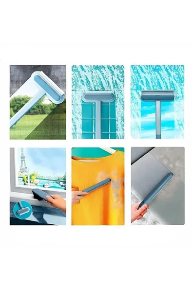 4 in 1 Kedi Köpek Tüy Toplayıcı Fırça Halı Kumaş Koltuk Kıl Toz Pencere Temizleme Fırçası Silecek - Resim 5