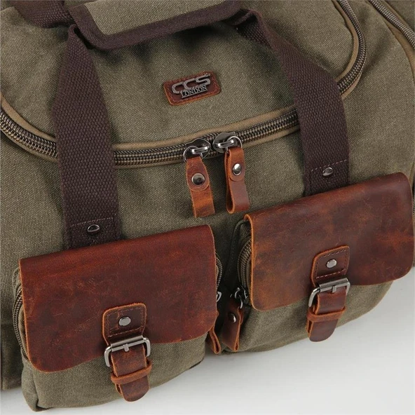 ÇÇS 40232 Genişleyebilir Kanvas Seyahat Çantası Valiz Yeşil - Resim 6