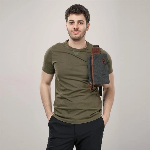 ÇÇS 31510 Çift Kanvas Bel Çantası Siyah - Resim 4