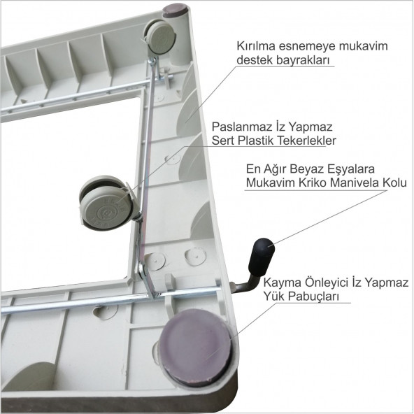 Kaliteli Küflenmez Buzdolabı Çamaşır Makinesi Deepfriz Dolap Beyaz Eşya Tekerlekli Çeksür Taşıyıcı - 2