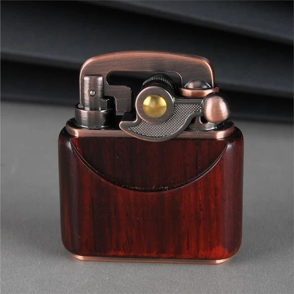 Sm-090T Vintage Benzinli Ahşap Çakmak Kestane - Resim 7